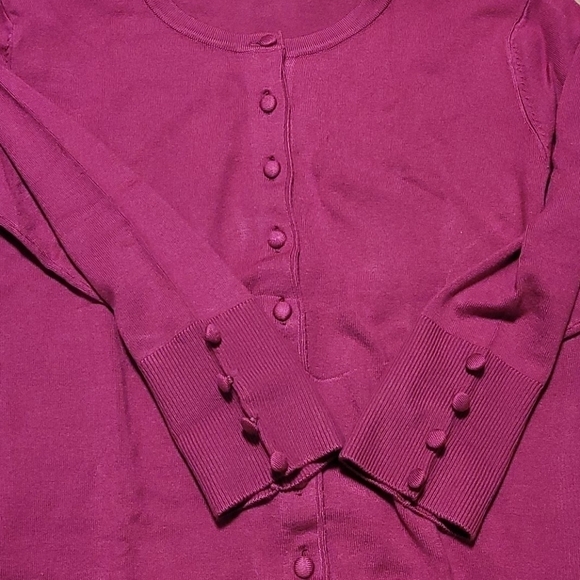 GRACE Elements Fuschia 3/4 Sleeve Cardigan Sweater - Picture 8 of 12